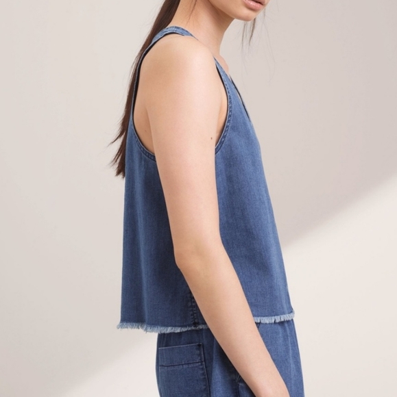 Wilfred Free soft denim top with rough bottom crop XS - Picture 4 of 10